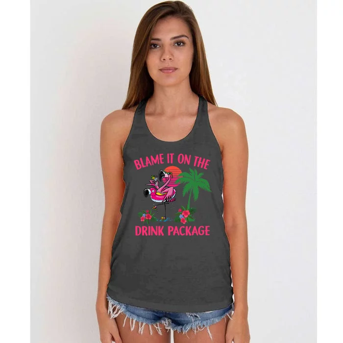 Flamingo Cruise Blame It on the Drink Package Drinking Booze Women's Knotted Racerback Tank