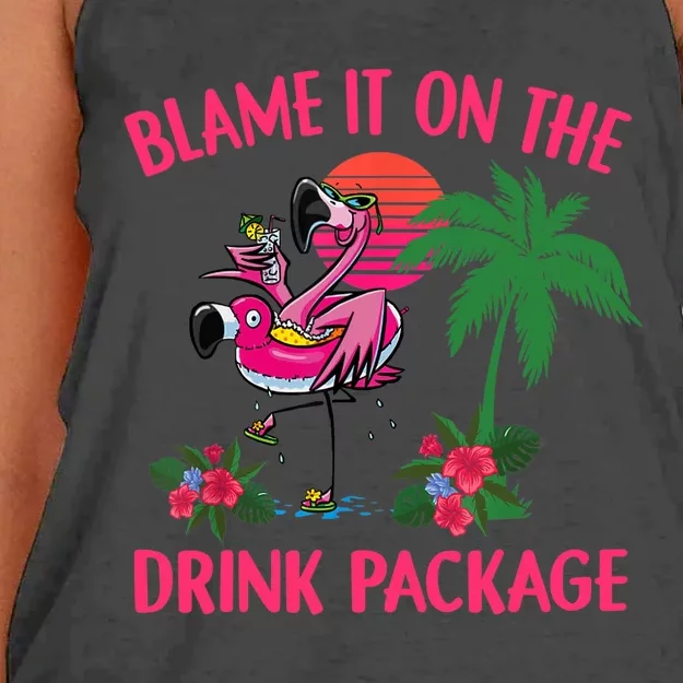 Flamingo Cruise Blame It on the Drink Package Drinking Booze Women's Knotted Racerback Tank