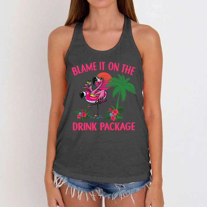 Flamingo Cruise Blame It on the Drink Package Drinking Booze Women's Knotted Racerback Tank