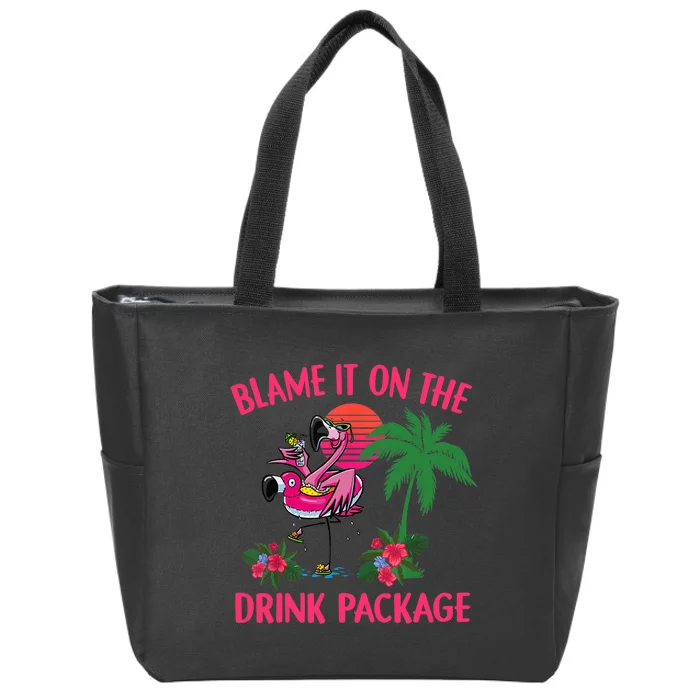 Flamingo Cruise Blame It on the Drink Package Drinking Booze Zip Tote Bag