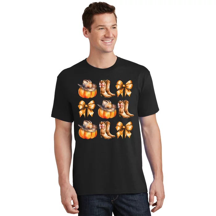 Funny Coquette Bow Pumpkin Halloween Ghost Spooky Season T-Shirt