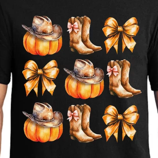 Funny Coquette Bow Pumpkin Halloween Ghost Spooky Season Pajama Set