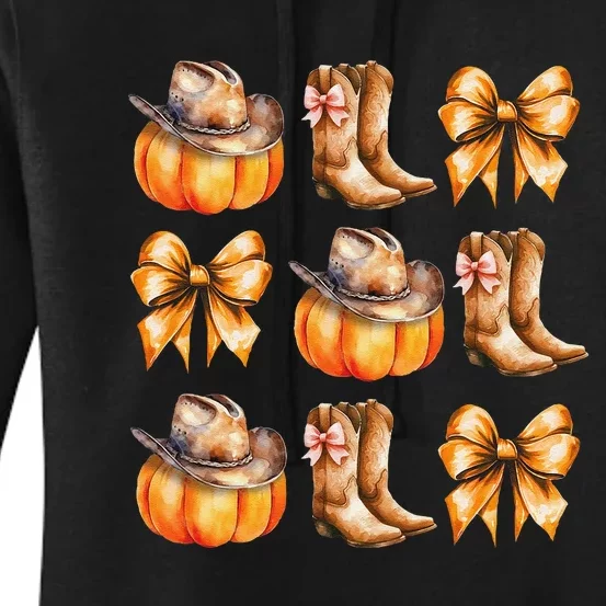 Funny Coquette Bow Pumpkin Halloween Ghost Spooky Season Women's Pullover Hoodie