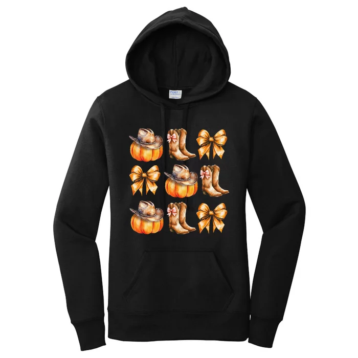 Funny Coquette Bow Pumpkin Halloween Ghost Spooky Season Women's Pullover Hoodie