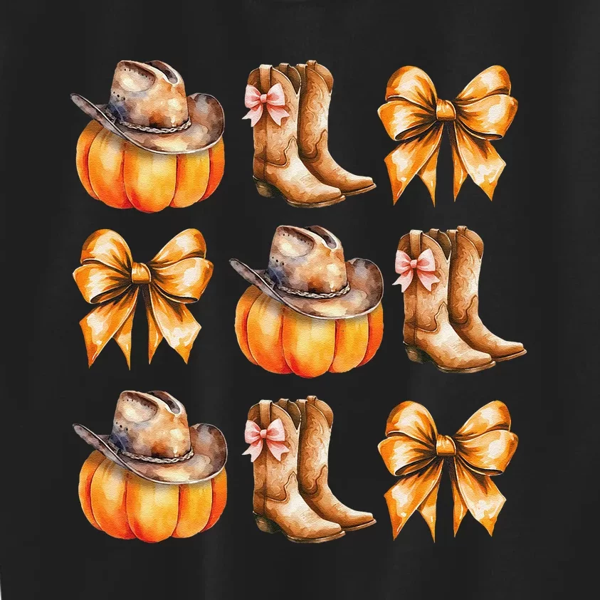 Funny Coquette Bow Pumpkin Halloween Ghost Spooky Season Kids Sweatshirt