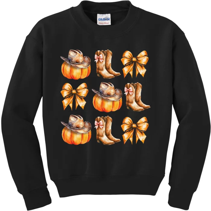 Funny Coquette Bow Pumpkin Halloween Ghost Spooky Season Kids Sweatshirt