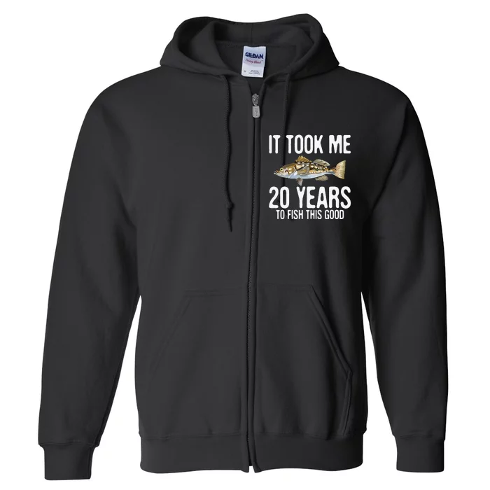 Funny Calico Bass Fishing 20th Birthday 20 Years To Fish Full Zip Hoodie