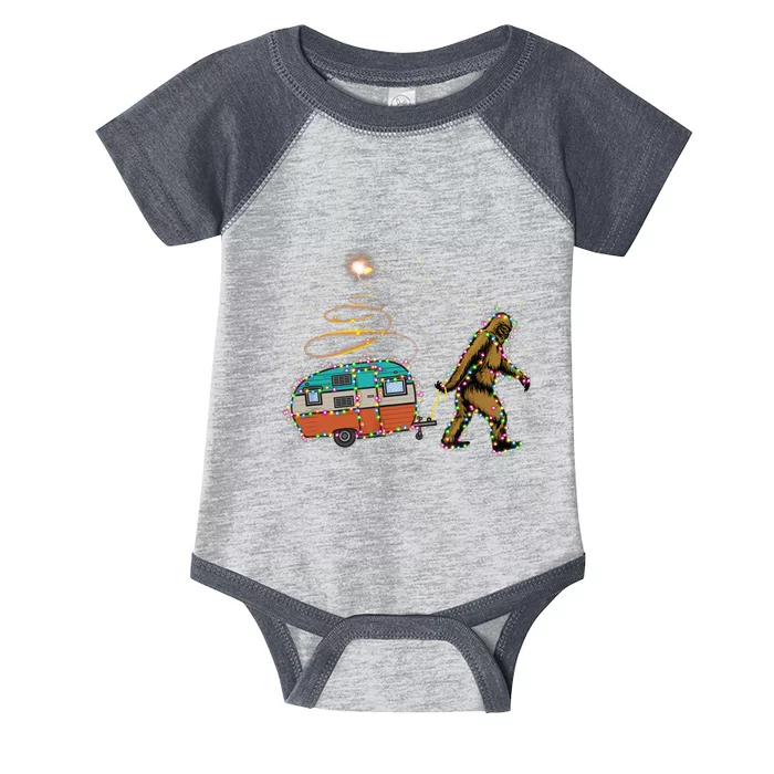 Funny Camping Bigfoot Light Christmas Tree Gifts Xmas Idea Infant Baby Jersey Bodysuit