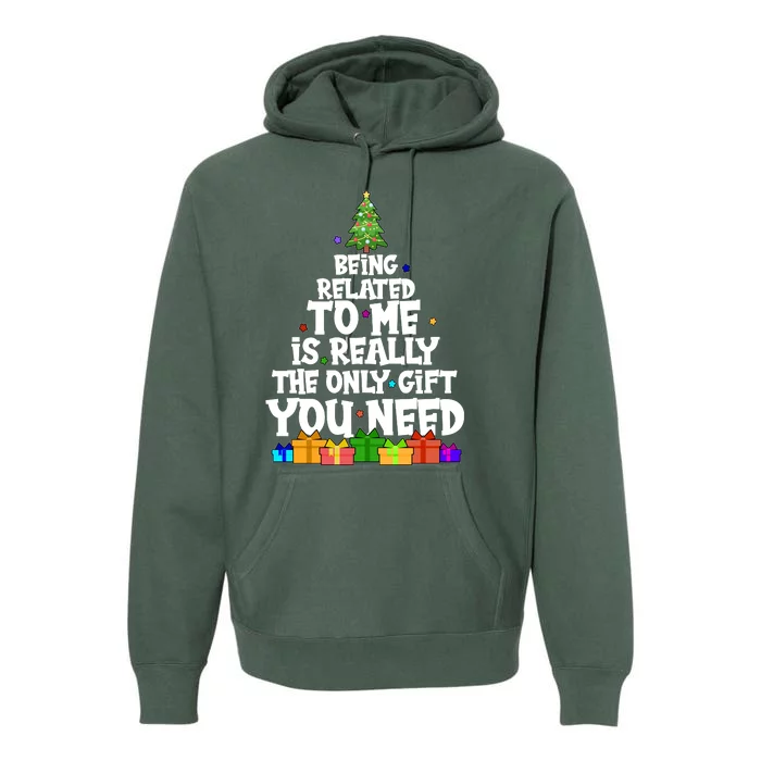 Funny Christmas Being Related To Me Is Really The Only Gift You Need Premium Hoodie