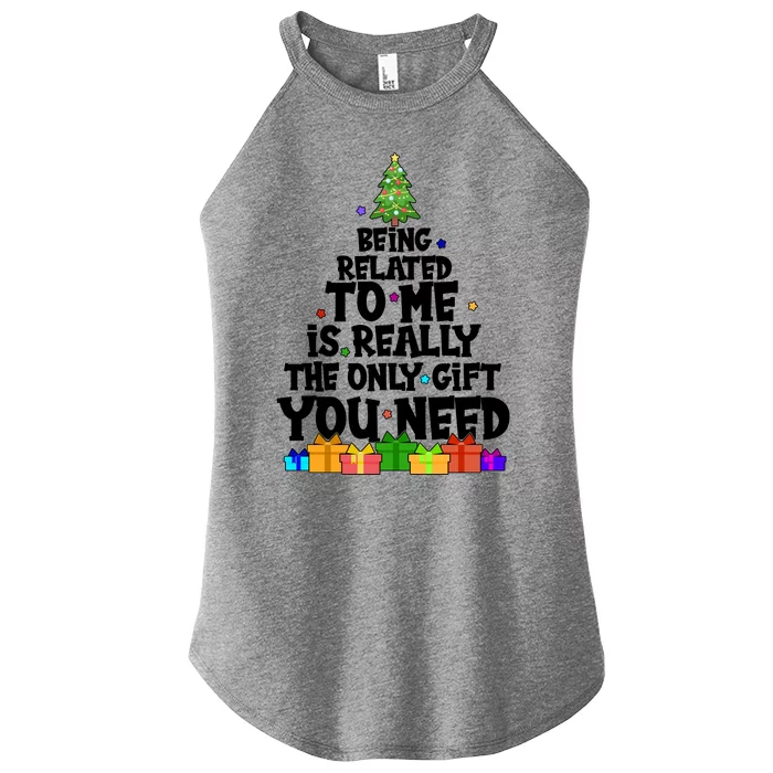 Funny Christmas Being Related To Me Is Really The Only Gift You Need Women’s Perfect Tri Rocker Tank