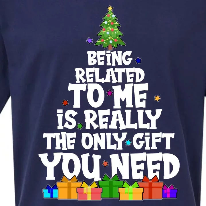 Funny Christmas Being Related To Me Is Really The Only Gift You Need Sueded Cloud Jersey T-Shirt