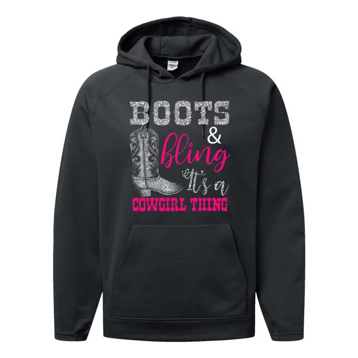 Funny Cowgirl Boots Bling Women Gift Cute Love Country Life Performance Fleece Hoodie