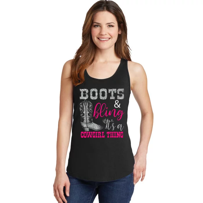 Funny Cowgirl Boots Bling Women Gift Cute Love Country Life Ladies Essential Tank