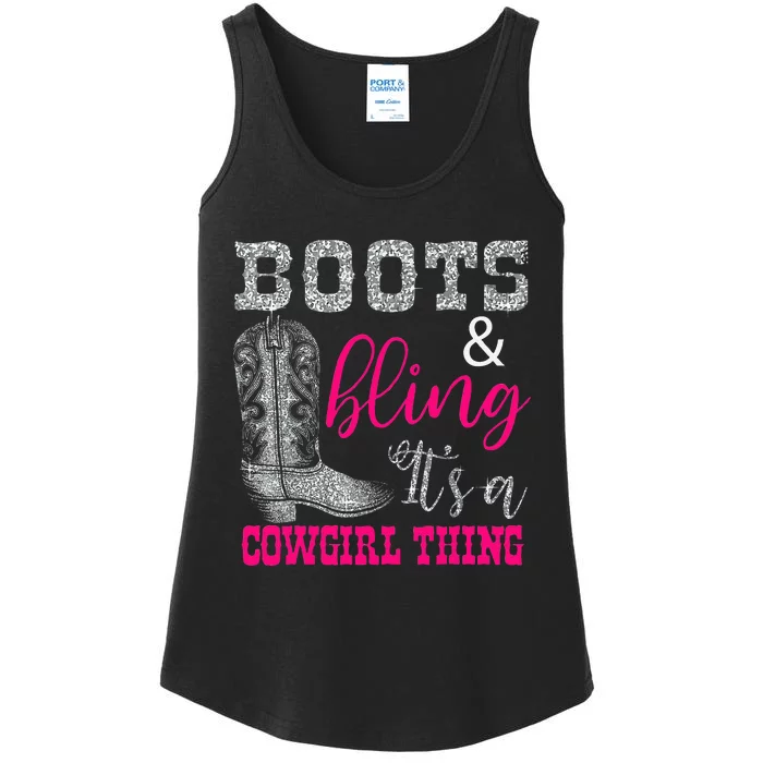 Funny Cowgirl Boots Bling Women Gift Cute Love Country Life Ladies Essential Tank