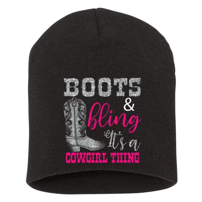 Funny Cowgirl Boots Bling Women Gift Cute Love Country Life Short Acrylic Beanie