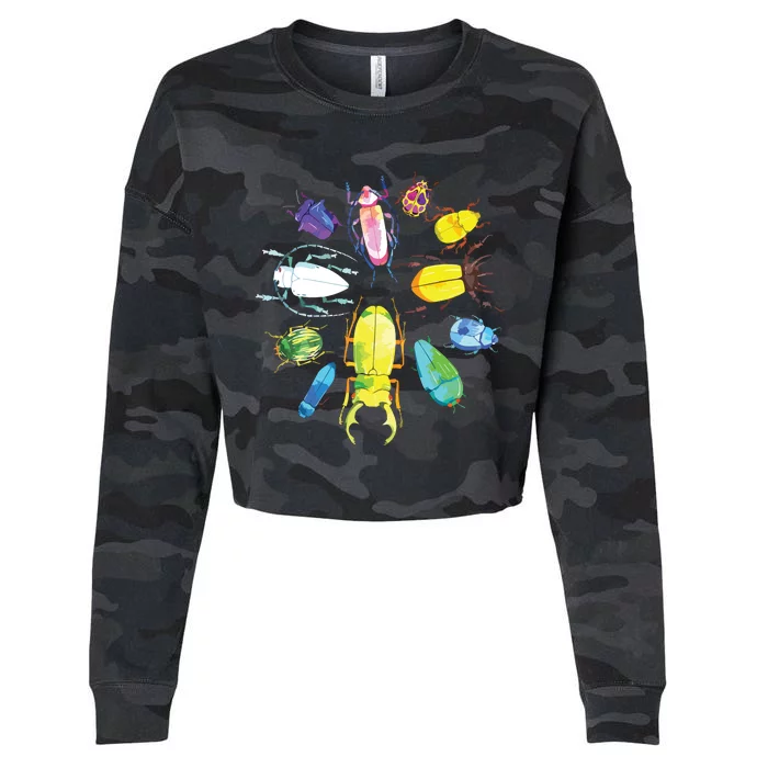 Fun Cute Bugs Insects Beetles Bug Catcher Cropped Pullover Crew