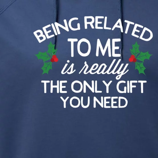 Funny Christmas Being Related To Me Family Joke Gift Performance Fleece Hoodie