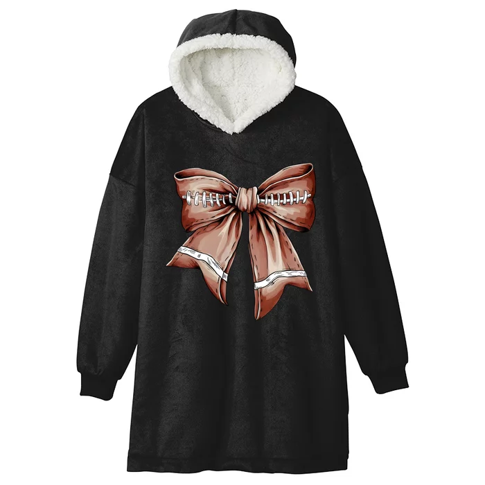 Fall Coquette Bow Football Hooded Wearable Blanket