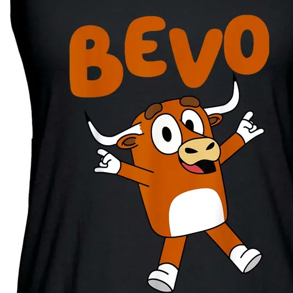 Funny Cartoon Bevo Longhorn Bull Ladies Essential Flowy Tank