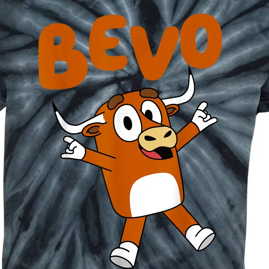 Funny Cartoon Bevo Longhorn Bull Kids Tie-Dye T-Shirt