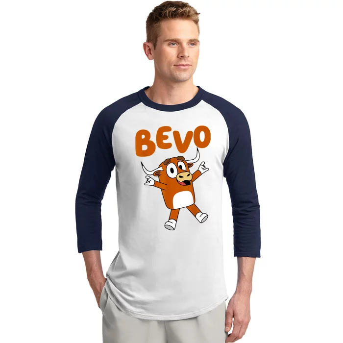 Funny Cartoon Bevo Longhorn Bull Baseball Sleeve Shirt