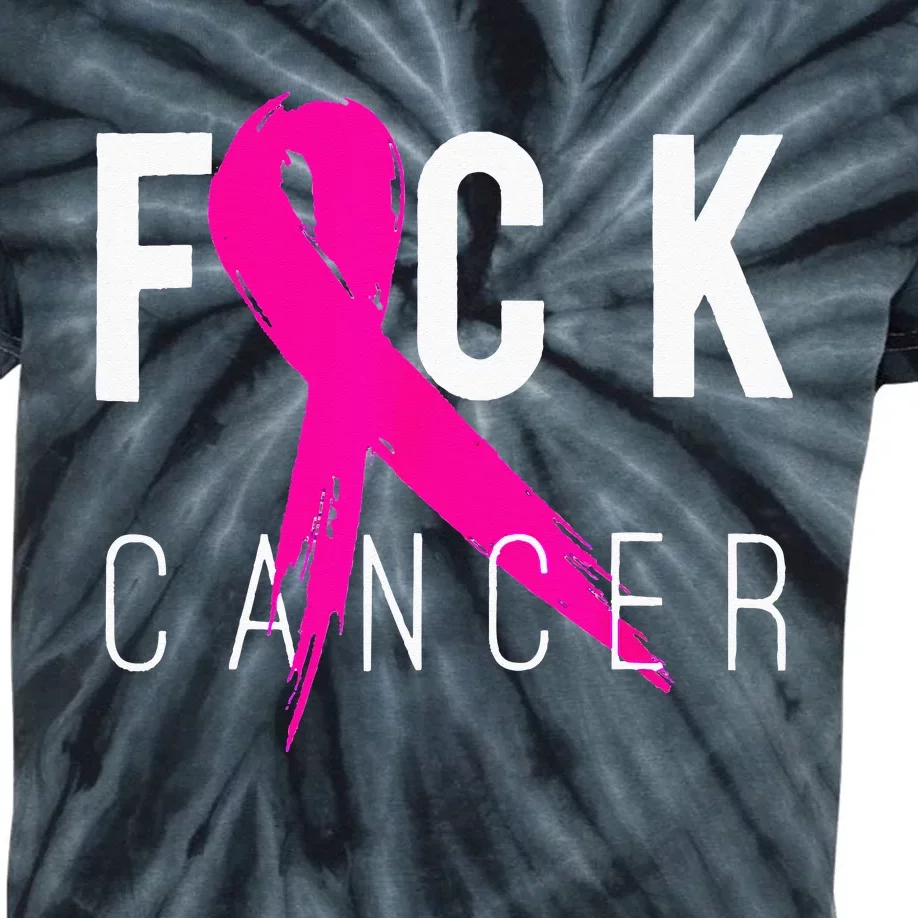 Fuck Cancer Breast Cancer Awareness Gift Retro Distressed Kids Tie-Dye T-Shirt