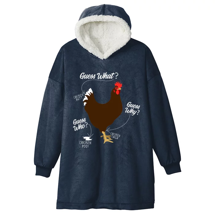 Funny Chicken Butt Guess Why Farm Farming Hens Roaster Hooded Wearable Blanket