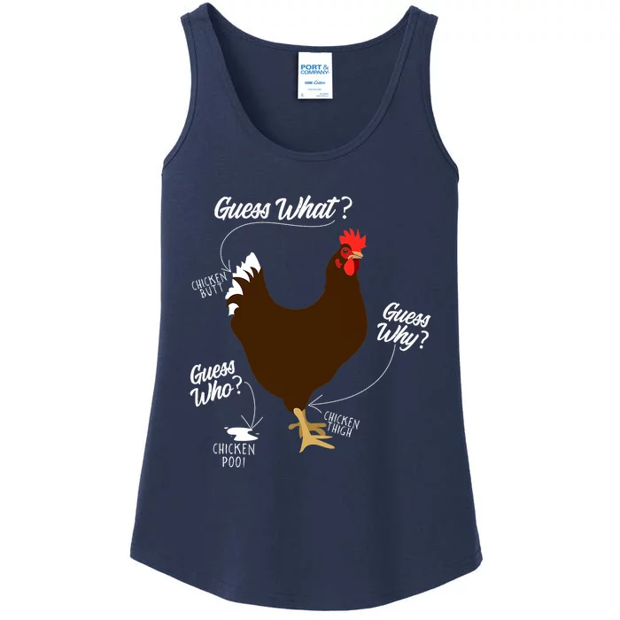 Funny Chicken Butt Guess Why Farm Farming Hens Roaster Ladies Essential Tank