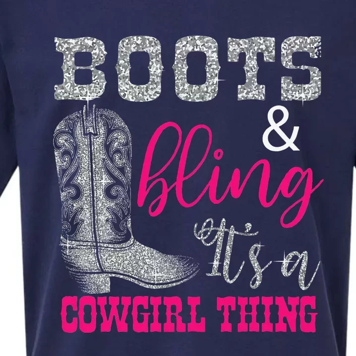 Funny Cowgirl Boots Bling Women Gift Country Life Sueded Cloud Jersey T-Shirt