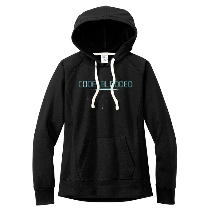 Funny Code Blooded Computer Software Programmer Binary Tree Women's Fleece Hoodie