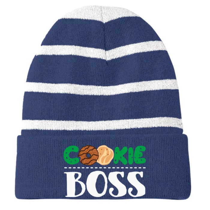 Funny Cookie Boss Girl Troop Leader Family Matching Striped Beanie with Solid Band