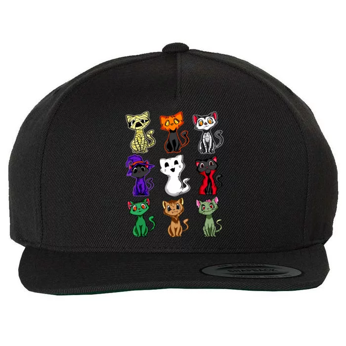 Funny Cute Boo Halloween Cat Cute Black Cat Costume Gift Wool Snapback Cap