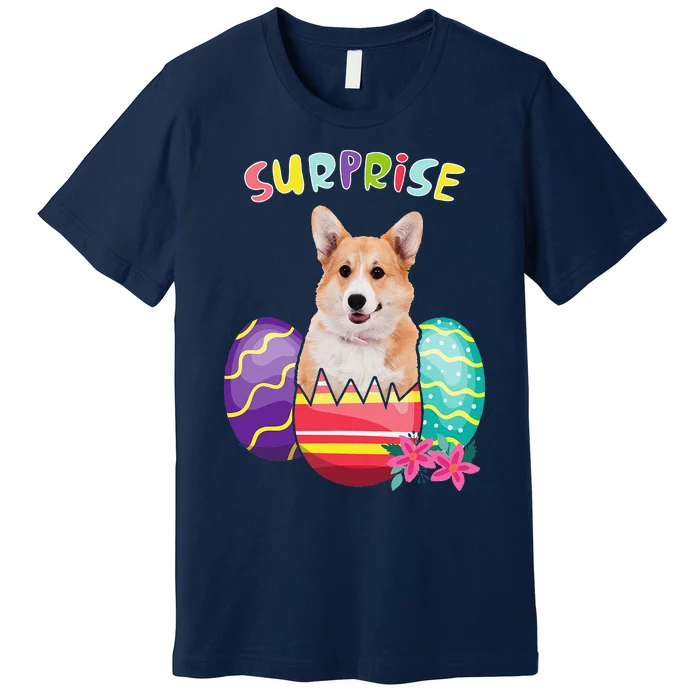 Funny Corgi Bunny With Eggs Easter Dog Lovers Premium T-Shirt