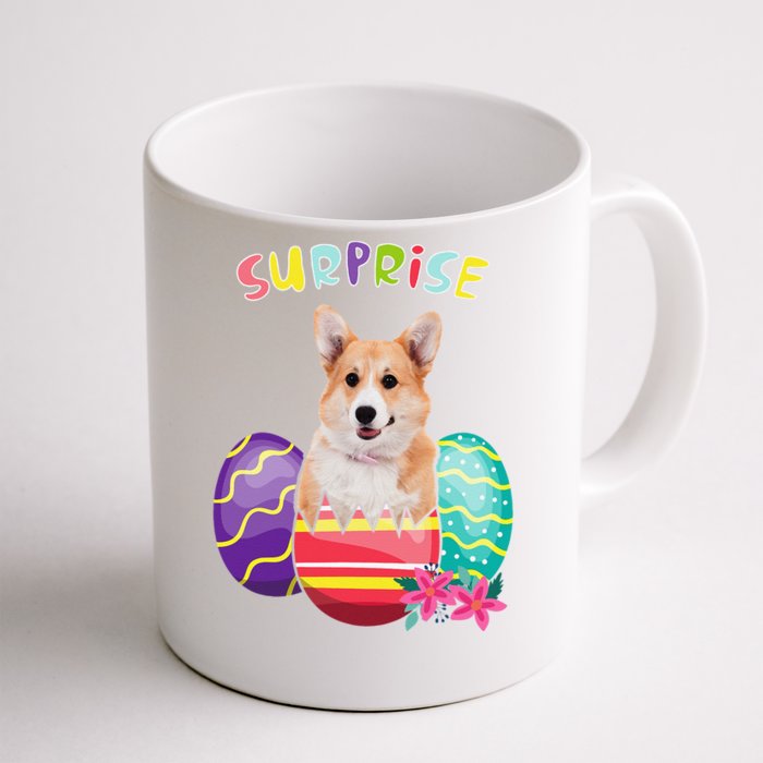 Funny Corgi Bunny With Eggs Easter Dog Lovers Front & Back Coffee Mug