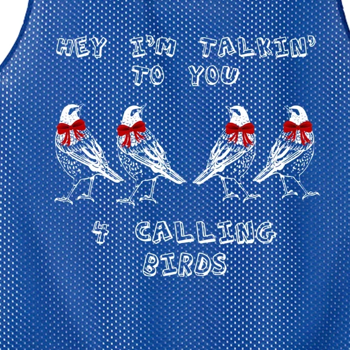 Four Calling Birds Funny Twelve Days Of Christmas Gift Mesh Reversible Basketball Jersey Tank