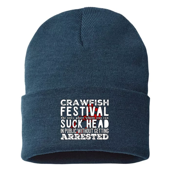 Funny Crawfish Boil Festival Sustainable Knit Beanie