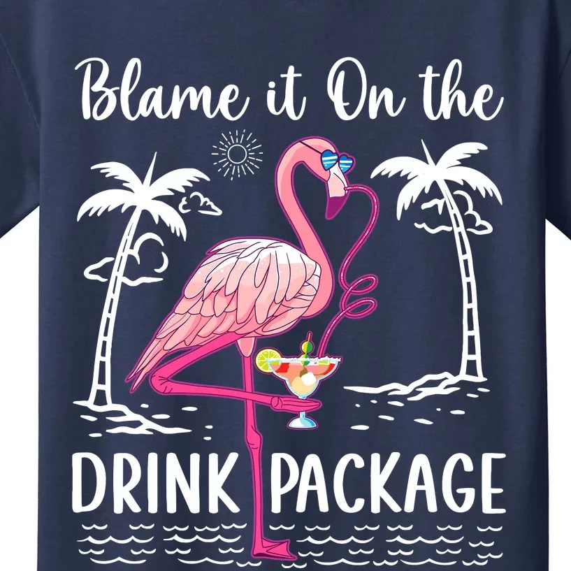 Flamingo Cruise Blame It On The Drink Package Drinking Booze Kids T-Shirt