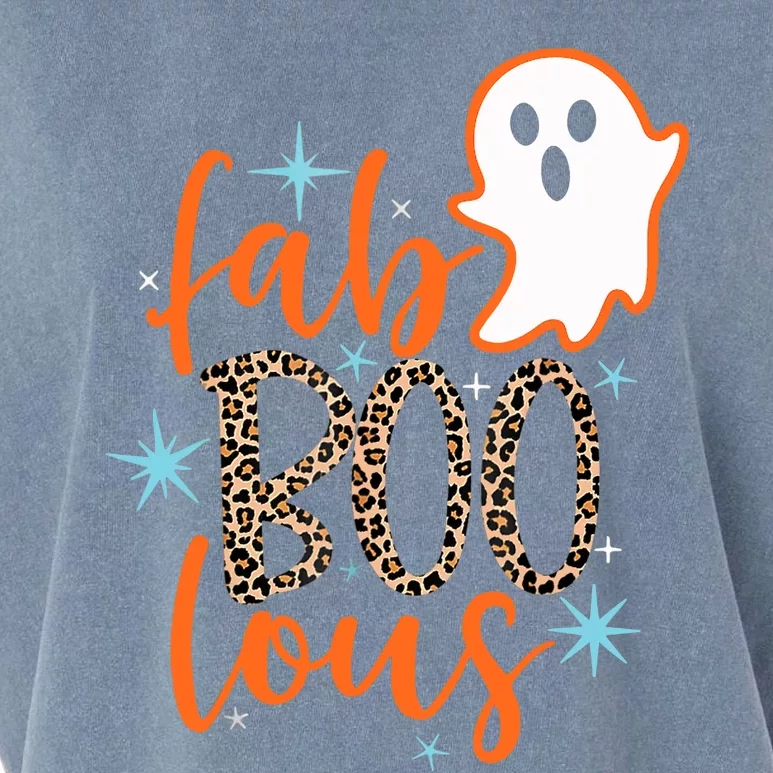 Funny Cute Boo Ghost Halloween Fab-Boo Lous Leopard Garment-Dyed Women's Muscle Tee