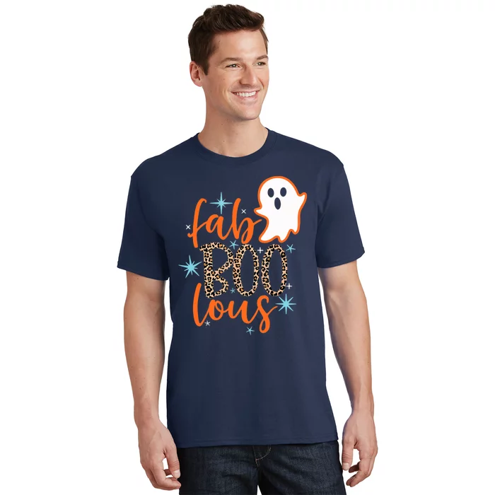 Funny Cute Boo Ghost Halloween Fab-Boo Lous Leopard T-Shirt