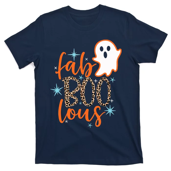 Funny Cute Boo Ghost Halloween Fab-Boo Lous Leopard T-Shirt