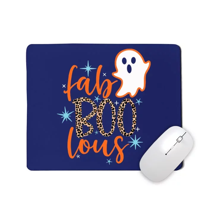 Funny Cute Boo Ghost Halloween Fab-Boo Lous Leopard Mousepad