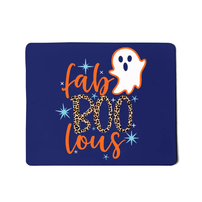 Funny Cute Boo Ghost Halloween Fab-Boo Lous Leopard Mousepad