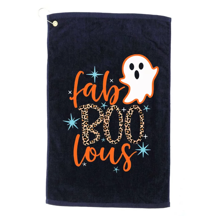 Funny Cute Boo Ghost Halloween Fab-Boo Lous Leopard Platinum Collection Golf Towel