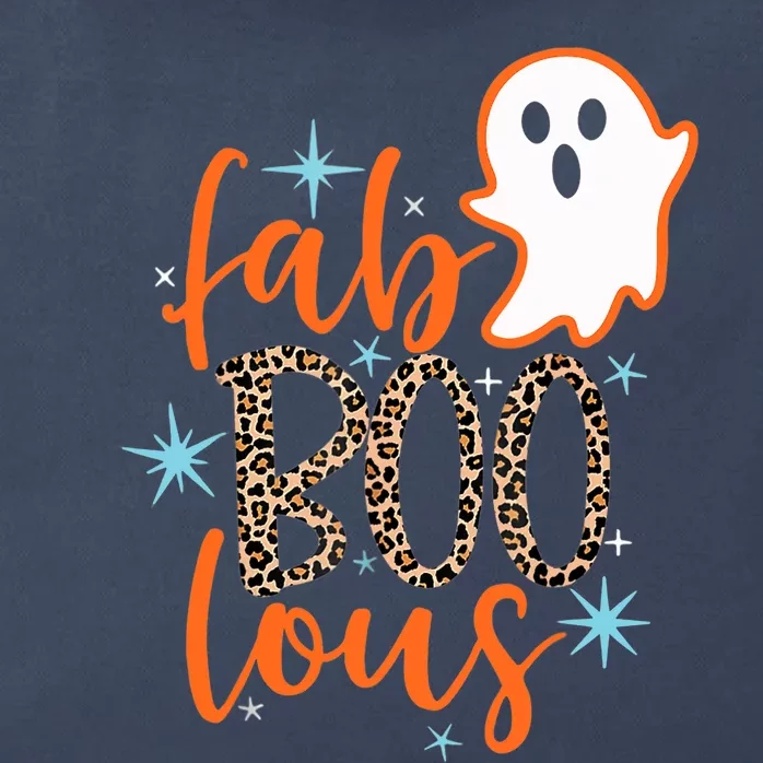 Funny Cute Boo Ghost Halloween Fab-Boo Lous Leopard Zip Tote Bag