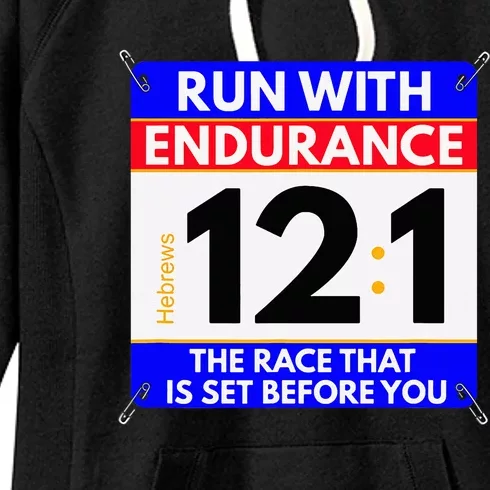 Fun Christian Bible Verse Run The Race Of Life Runners Women's Fleece Hoodie