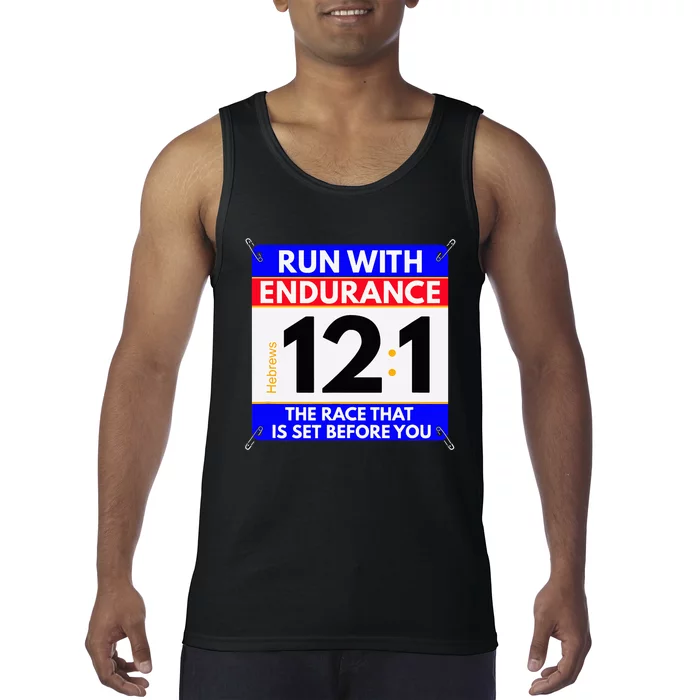 Fun Christian Bible Verse Run The Race Of Life Runners Tank Top