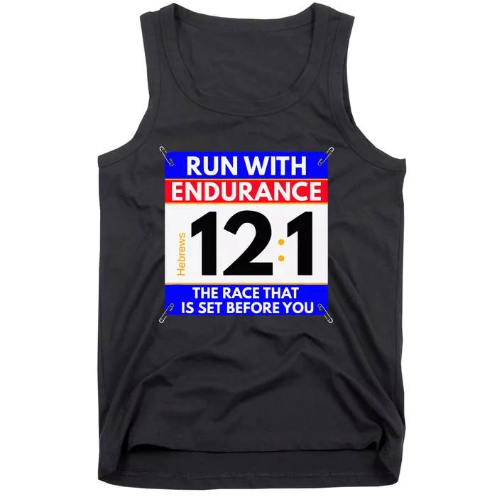 Fun Christian Bible Verse Run The Race Of Life Runners Tank Top