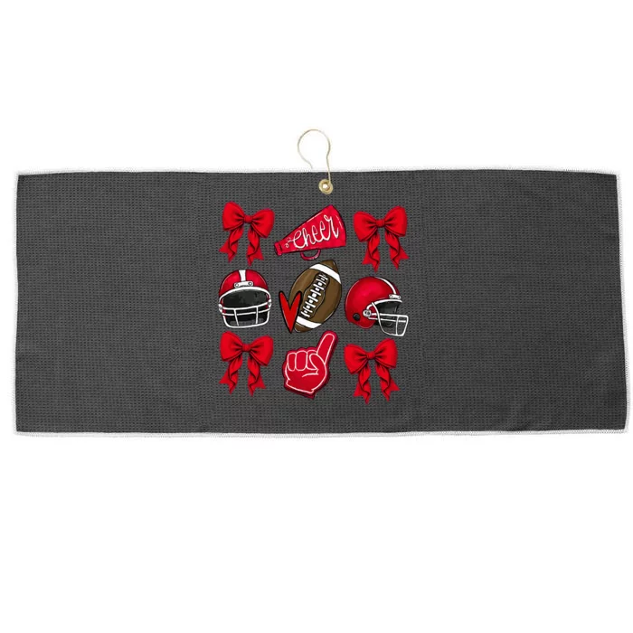 Football Coquette Bow Football Mom Game Day Large Microfiber Waffle Golf Towel