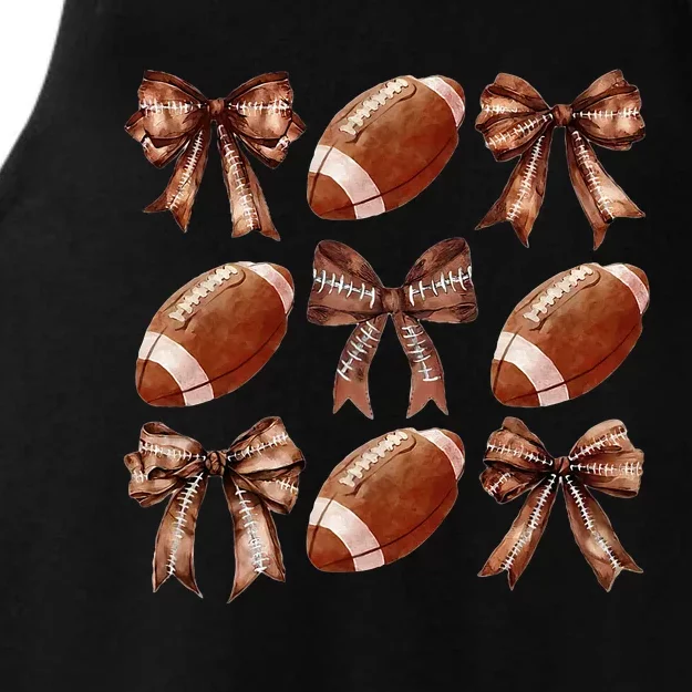 Football Coquette Bow Football Mom Game Day Ladies Tri-Blend Wicking Tank