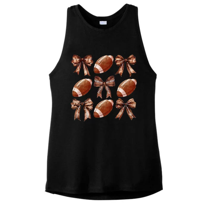 Football Coquette Bow Football Mom Game Day Ladies Tri-Blend Wicking Tank